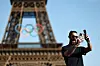 Forme Olympic champion swimmer Michael Phelps poses at Champions Park in Paris on Tuesday. [REUTERS/YONHAP]