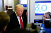 U.S. President Donald Trump looks on as he speaks to members of the media on board Air Force One en route to Joint Base Andrews, United States, on Nov. 2. [REUTERS/YONHAP]