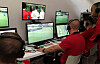 Video Assistant Referees (VAR) practice using the technology during a seminar for match officials organized by FIFA ahead of the World Cup in Florence, Italy, April. 19, 2018. [REUTERS/YONHAP]