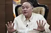 Philippine Defense Secretary Gilberto Teodoro gestures as he answers questions during an interview with the Associated Press at the Department of National Defense headquarters in Quezon city, Philippines on Wednesday, on March 5. [AP/YONHAP]