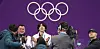 Cha Jun-hwan, center, checks his score after finishing his short program at Gangneung Ice Arena at the 2018 Winter Olympics in Gangwon on Feb. 16, 2018. [YONHAP]