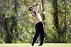 Lee So-mi plays her shot from the fourth tee during the sixth round of LPGA Q-Series on Wednesday in Mobile, Alabama. [AFP/YONHAP]