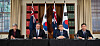 From left, Australian Foreign Minister Penny Wong, Defense Minister Richard Marles, Korean Foreign Minister Cho Tae-yul and Defense Minister Shin Won-sik speak during a press conference after the two plus two meeting in Melbourne on Wednesday. [YONHAP]