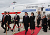President Lee Jae Myung and first lady Kim Hea Kyung arrive at Kansai International Airport in Osaka, Japan on Jan. 13. [YONHAP]