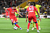 Paris Saint-Germain's South Korean midfielder Lee Kang-in, left, runs with the ball during the French L1 football match between FC Nantes and Paris Saint-Germain (PSG) at the Stade de la Beaujoire - Louis Fonteneau in Nantes, western France, on Aug. 17. [AFP/YONHAP]