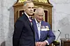 Canada's Prime Minister Mark Carney stands next to Britain's King Charles III after the King delivered speech from the throne in the Senate in Ottawa, Ontario, May 27. [AP/YONHAP]