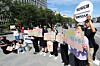 Activists from a human rights group advocating for the right to safe abortion urge the government to fulfill its pledge to introduce medical abortion pills during a press conference marking International Safe Abortion Day, which falls on Sept. 28, in front of the Admiral Yi Sun-sin statue at Gwanghwamun Square in Seoul on Sept. 23. [NEWS1]