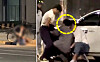 Left: A drunk man assaults a taxi driver on the streets. Right: Chinese singer Sun Heng Yu, a contestant of Mnet audition program Boys II Planet, and others are seen subduing the drunk man who assaulted the taxi driver in a video clip circulated on X. [SCREEN CAPTURE]
