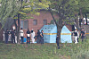 Authorities investigate the site in Suseong Lake park in Suseong District, Daegu, where an Army captain in his 30s from the Korea Army Academy was found dead on the morning of Sept. 2. [YONHAP]