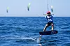 Connor Bainbridge of Great Britain practices prior to the men's kite race in Marseille on Tuesday. [AP/YONHAP]