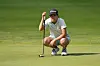 Kim In-kyung lines up a putt on the eighth green during the third round of the Dow Championship at Midland Country Club on Saturday in Midland, Michigan. [AFP/YONHAP]