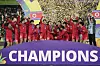 North Korea celebrate winning the FIFA U-20 Women's World Cup at the El Campin stadium in Colombia on Sunday. [EPA/YONHAP]