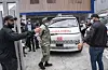 An ambulance leaves the National Institute of Forensic Pathology in Santo Domingo, Dominican Republic on April 9 as family members wait to identify their loved who died when the roof collapsed at the Jet Set nightclub during a merengue concert. [AP/YONHAP]