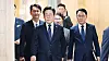 President Lee Jae Myung walks to attend a meeting with his aides at the presidential office in Yongsan District, central Seoul, on June 23. [JOINT PRESS CORPS]