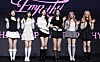 From left: IVE members Rei, Gaeul, Jang Won-young, An Yu-jin, Liz and Leeseo pose for photos during a press conference for the release of their third EP, “IVE Empathy,” at the Conrad Seoul in Yeouido, western Seoul, on June 3. [NEWS1]