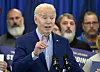 U.S. President Joe Biden calls for tripling tariffs on Chinese steel imports while speaking at the United Steel Workers Headquarters in Pittsburgh, Pennsylvania, on April 17. [EPA/YONHAP]