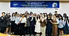Min Byoung-chul, center, and international students from Chung-Ang University's Graduate School of Business pose for a photograph on the school's campus in southern Seoul on May 20. [SUNFULL FOUNDATION]