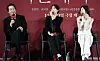 Actor Song Seung-heon, left, speaks during a press conference for film ″Hidden Face″ at Lotte Cinema in Gwangjin District, eastern Seoul, on Tuesday. [NEWS1]