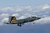 The two-seat fourth prototype of the Korea-developed KF-21 fighter jet takes flight from the Air Force's 3rd Flying Training Wing in Sacheon, South Gyeongsang, in February 2023. [DEFENSE ACQUISITION PROGRAM ADMINISTRATION