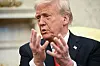 U.S. President Donald Trump speaks during a meeting with El Salvador's President Nayib Bukele in the Oval Office of the White House in Washington on April 14. [AFP/YONHAP]