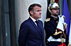 French President Emmanuel Macron reacts as he waits for the arrival of a guest at the Elysee Palace in Paris, France, Aug. 27, 2025. [REUTERS/YONHAP]