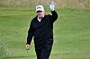 U.S. President Donald Trump reacts as he plays golf at the Trump Turnberry golf course in Turnberry on the southwest coast of Scotland on July 26. [AFP/YONHAP]