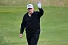 U.S. President Donald Trump reacts as he plays golf at the Trump Turnberry golf course in Turnberry on the southwest coast of Scotland on July 26. [AFP/YONHAP]