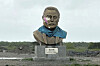 A statue of Tesla and X owner Elon Musk on May 3, is pictured near the town of Boca Chica, Texas, that would become Starbase, Texas, if residents approve a measure to make the area surrounding the rocket launch site its own city. [AP/YONHAP]