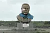 A statue of Tesla and X owner Elon Musk on May 3, is pictured near the town of Boca Chica, Texas, that would become Starbase, Texas, if residents approve a measure to make the area surrounding the rocket launch site its own city. [AP/YONHAP]