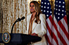 U.S. First Lady Melania Trump addresses an audience of spouses of heads of government, as she announces her ″Fostering the Future Together″ initiative, on the sidelines of the 80th United Nations General Assembly at the Lotte New York Palace Hotel in New York City on Sept. 23. [REUTERS/YONHAP]