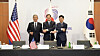 From left, Japanese Foreign Minister Takeshi Iwaya, U.S. Secretary of State Marco Rubio and South Korean Vice Foreign Minister Park Yoon-joo pose for a photo at the start of their meeting on the sidelines of the Association of Southeast Asian Nations (Asean) foreign ministers' meeting in Kuala Lumpur, Malaysia, on July 11. [MINISTRY OF FOREIGN AFFAIRS]