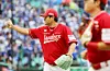 SSG Landers pitcher Noh Kyung-eun heads to the dugout during Game 2 of the 2025 KBO League postseason semifinal playoff against the Samsung Lions at SSG Landers Field in Incheon on Oct. 11. [YONHAP]