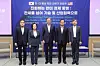 From left, Korea Economic Research Institute President Jeong Cheol; Seoul National University professor Yoo Myung-hee; Federation of Korean Industries (FKI) Vice Chairman Kim Chang-beom; Choi Seok-young; adviser at law firm Lee & Ko; and Seoul National University law Prof. Lee Jae-min take a commemorative photo at the FKI Tower Conference Center in Yeouido, western Seoul, on Aug. 5. [FEDERATION OF KOREAN INDUSTRIES]