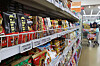 A person browses chocolate items at a supermarket in downtown Seoul on Thursday amid record-high cocoa prices, a key ingredient in chocolate production. [YONHAP]