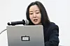 Min Hee-jin, former ADOR CEO and founder of ooak records, speaks during a press conference held in Jongno District, central Seoul, on Feb. 25. [NEWS1]