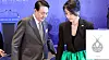 Former President Yoon Suk Yeol and his wife, Kim Keon Hee, attend a banquet in Madrid on June 30, 2022. Kim was wearing a Van Cleef & Arpels necklace. [JOINT PRESS CORPS/SCREEN CAPTURE]