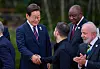 South Korean President Lee Jae Myung, left, shakes hands with Ukrainian President Volodymyr Zelensky after a group photo at the Group of Seven (G7) summit in Alberta, Canada, on June 17, 2025. [PRESIDENTIAL OFFICE]