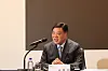 Celltrion founder and chairman Seo Jung-jin speaks about the company's merger plan at a press conference in western Seoul Wednesday. [CELLTRION]