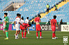 Korean players in red uniform react to their 2-0 loss to Uzbekistan in the teams' Group C match at the Asian Football Confederation U-23 Asian Cup at Prince Faisal bin Fahd Sports City Stadium in Riyadh on Jan. 13. [KOREA FOOTBALL ASSOCIATION]