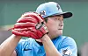 Miami Marlins pitcher Go Woo-suk throws the ball during the first full-squad spring training workouts on Feb. 17 in Jupiter, Florida, United States. [AP/YONHAP]