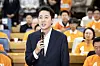 Lee Jun-seok, then presidential candidate for the Reform Party, speaks to party members at the National Assemby in western Seoul on the results from Korea's 2025 presidential election on June 3. [NEWS1]