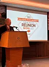 Sohn Kyung-shik, chairman of CJ Group and the Korea Enterprises Federation, speaks upon receiving the Henry G. Bennett Global Fellows Award during the 2025 Oklahoma State University Global Alumni Reunion event at the Lotte Hotel Seoul in Jung District, central Seoul, on June 21. [CJ GROUP]