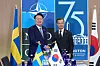 Korean President Yoon Suk Yeol, left, and Swedish Prime Minister Ulf Kristersson shake hands during bilateral talks on the sidelines of a NATO summit in Washington on July 11. [PRESIDENTIAL OFFICE]