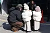 A family talks with each other on a street in Seoul on Feb. 23, 2025. [YONHAP]