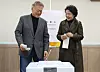 Former President Moon Jae-in and his wife cast their ballots at a polling station in Yangsan, South Gyeongsang, on Friday morning. [NEWS1]