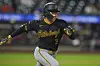 Pittsburgh Pirates' Bae Ji-hwan runs to first base for a single during the fifth inning of a baseball game against the New York Mets on May 14 in New York. [AP/YONHAP]