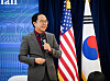 Sen. Andy Kim answers questions from the attendees of the youth town hall hosted in the American Diplomacy House in Yongsan District, central Seoul, on Aug. 20. [U.S. EMBASSY]