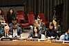 Second Vice Foreign Minister Kim Ji-na, center, speaks about the illicit trade of small arms and light weapons during a United Nations Security Council meeting at the the body's headquarters in New York on Nov. 10. [NEWS1]