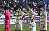 Jeonbuk Hyundai Motors react after losing the second leg of the 2023-24 AFC Champions League quarterfinals to Ulsan HD at Ulsan Munsu Football Stadium in Ulsan on March 12. [NEWS1]