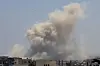 Smoke rises following Israeli strikes, in Khan Younis, in the southern Gaza Strip, June 16, 2025. [REUTERS/YONHAP]